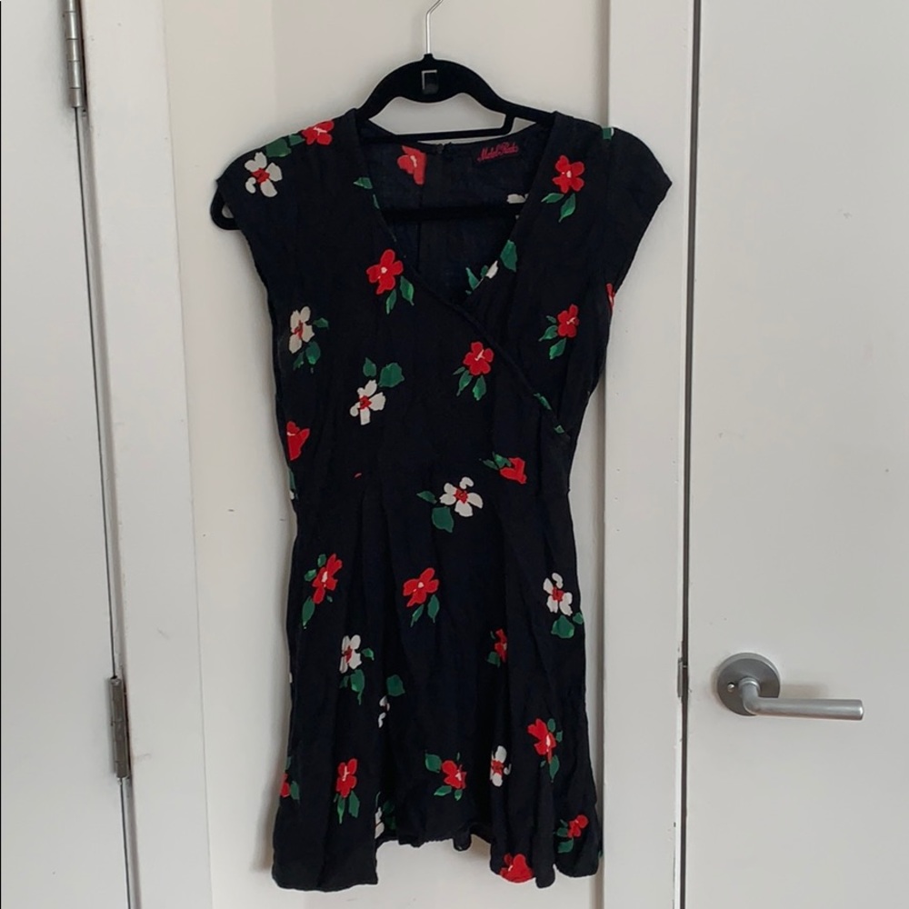 Motel black floral skater mini dress